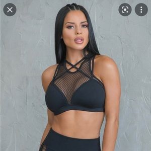 Bombshell Sportswear Criss Cross Black Bra size Small
